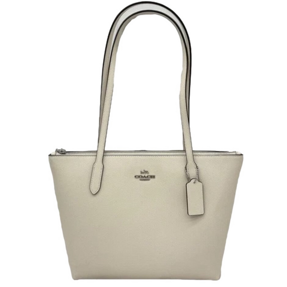 NEW COACH Womens Fiona Crossgrain Tote Bag Leather CW395 Chalk - Picture 1 of 12
